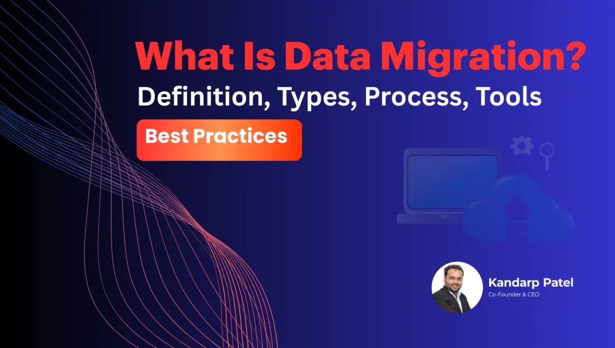 Illustration showing data migration process from servers to cloud including database transfer, tools, and best practices