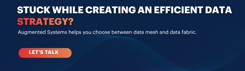 Promotional banner offering consultation to help organizations choose between data mesh and data fabric for an efficient data strategy.