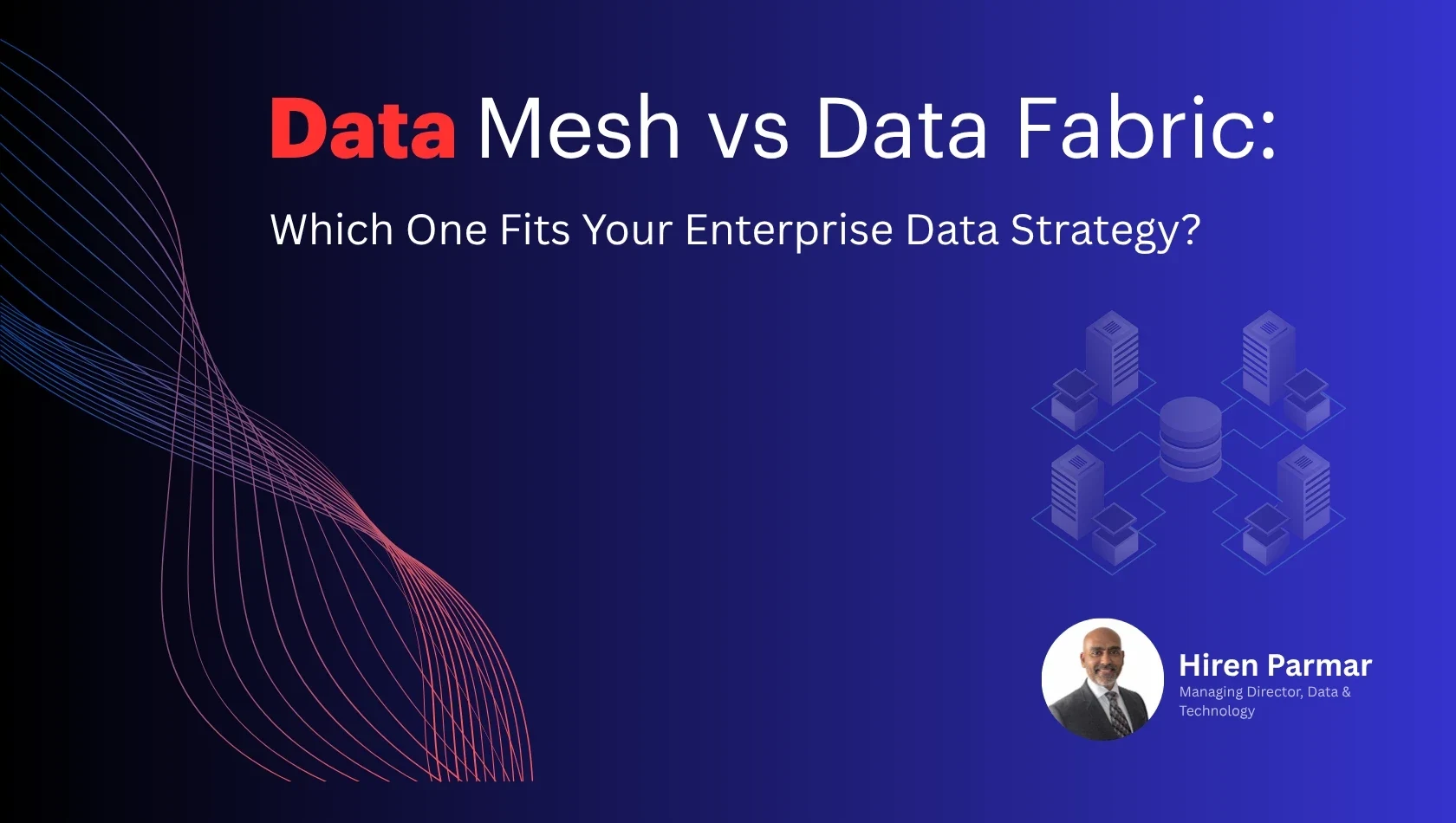 Diagram illustrating data fabric architecture with connected data sources, integration, governance, analytics, AI use cases, and business benefits.
